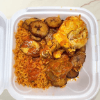 Best Jollof Rice and Plantain with 2 assorted meat (chicken and beef) in Roseville, MI